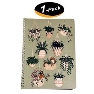 (1 Pack) Molly & Rex Spiral Notebook, Cat Pattern, College Ruled with Folder